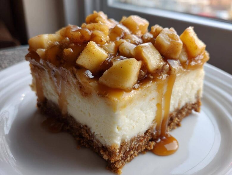 apple cheesecake bars - Featured