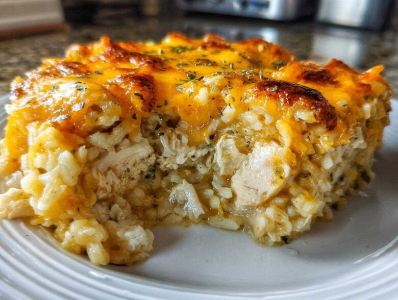 cheesy chicken and rice - Featured