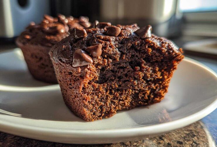 chocolate zucchini muffins - Featured