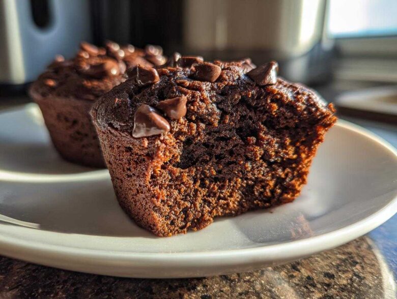 chocolate zucchini muffins - Featured