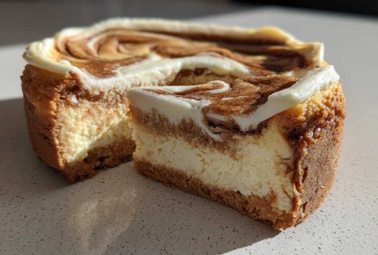 cinnamon roll cheesecake - Featured
