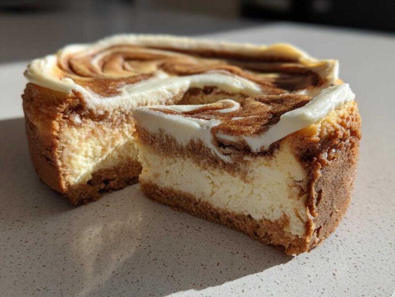 cinnamon roll cheesecake - Featured